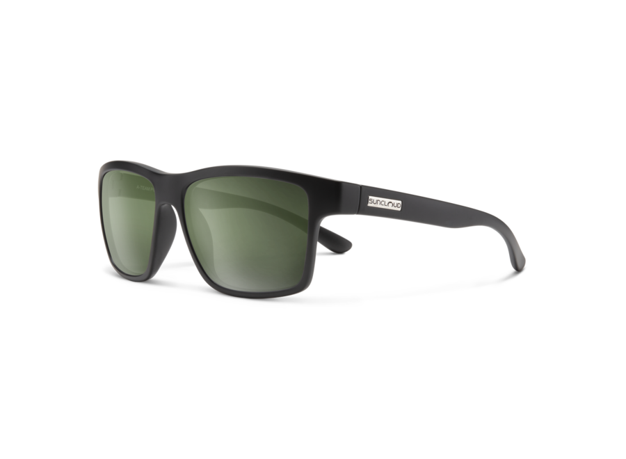 Suncloud A-Team Matte Black Frame Polarized Gray Green Lens Sunglasses