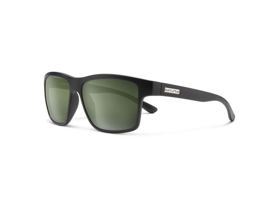 Suncloud A-Team Matte Black Frame Polarized Gray Green Lens Sunglasses