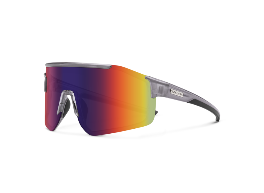 Suncloud Domain Transparent Gray Frame Polarized Plasma Mirror Lens Sunglasses