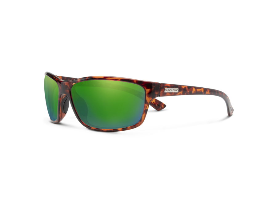 Suncloud Sentry Tortoise Frame Polarized Green Mirror Lens Sunglasses
