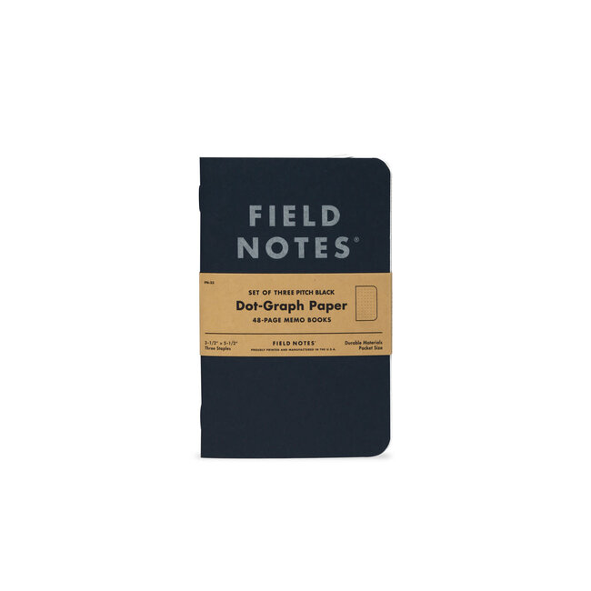 Field Notes Pitch Black Memo Book - Dot-Graph Paper 3-Pack