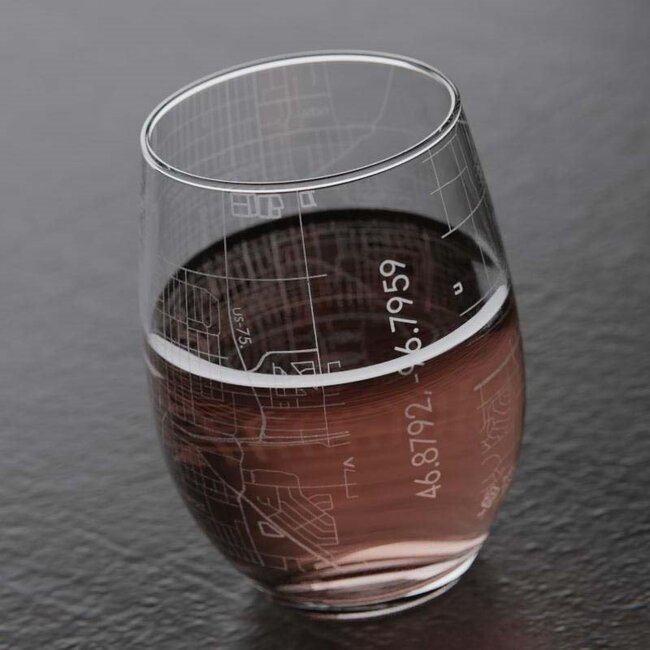 Well Told Fargo Map Stemless Wine Glass