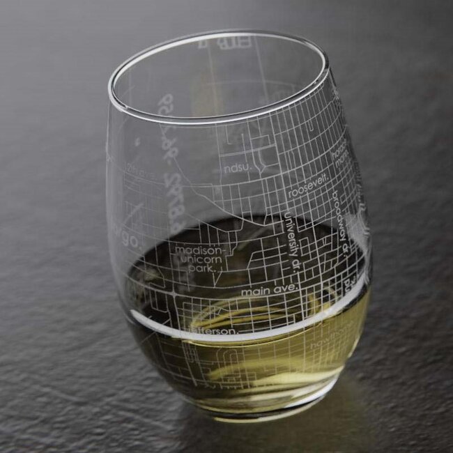 Well Told Fargo Map Stemless Wine Glass