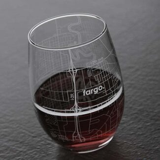 Well Told Fargo Map Stemless Wine Glass
