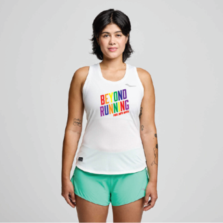 Saucony Women's BR Rainbow Letters Stopwatch Singlet