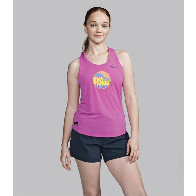 Saucony Women's Run Fargo Sunny Groove Stopwatch Singlet