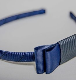 Headband - Double Bow - Navy/Grey