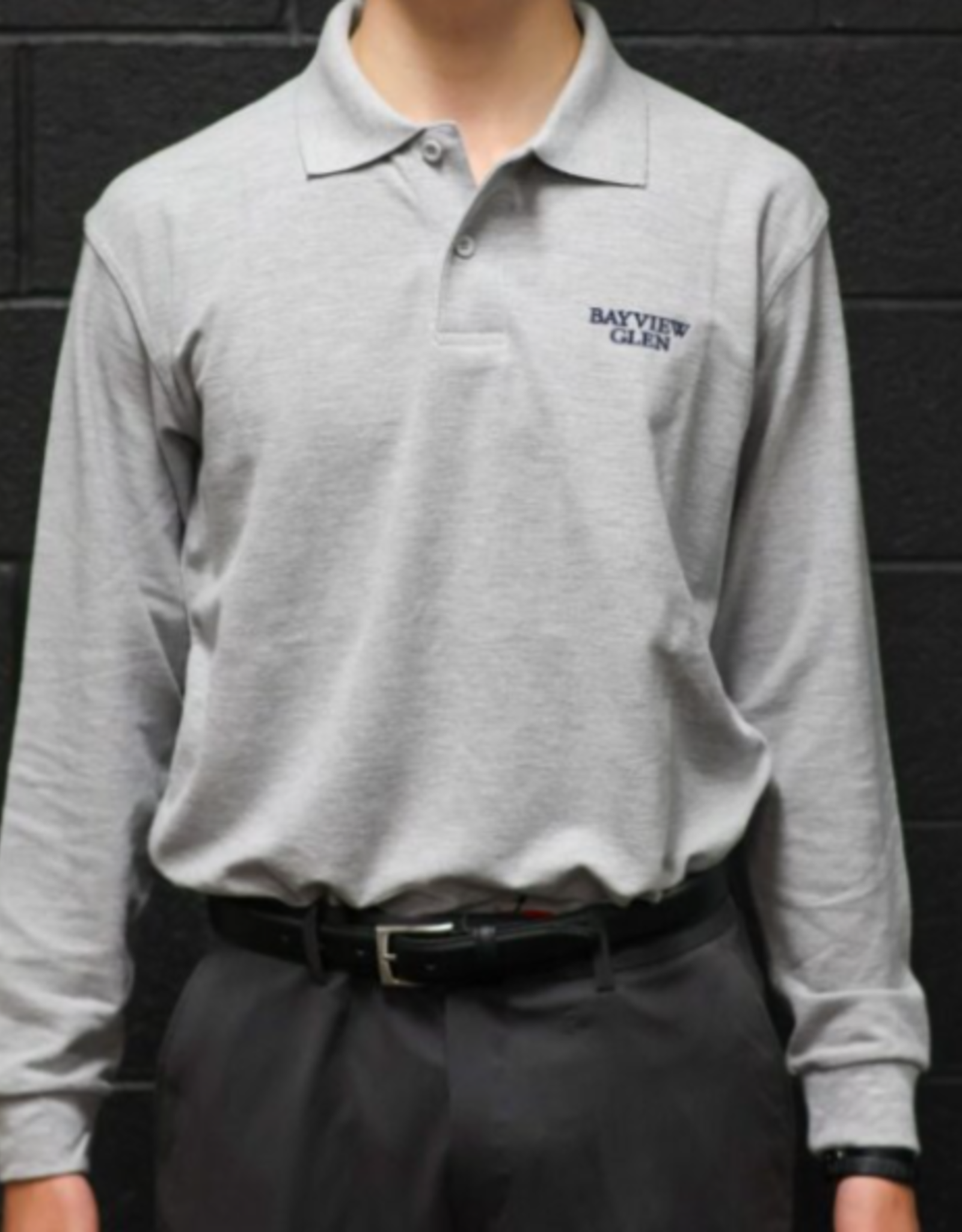 Grey Upper Long Sleeve Unfitted Golf Shirt- Youth