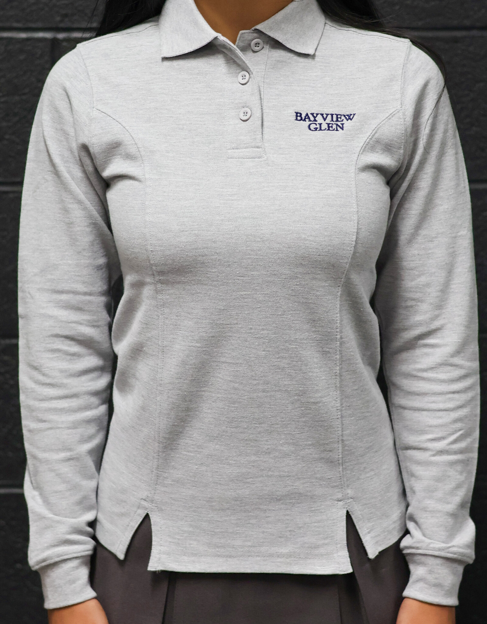 Grey Upper Long Sleeve Fitted Golf Shirt - Adult