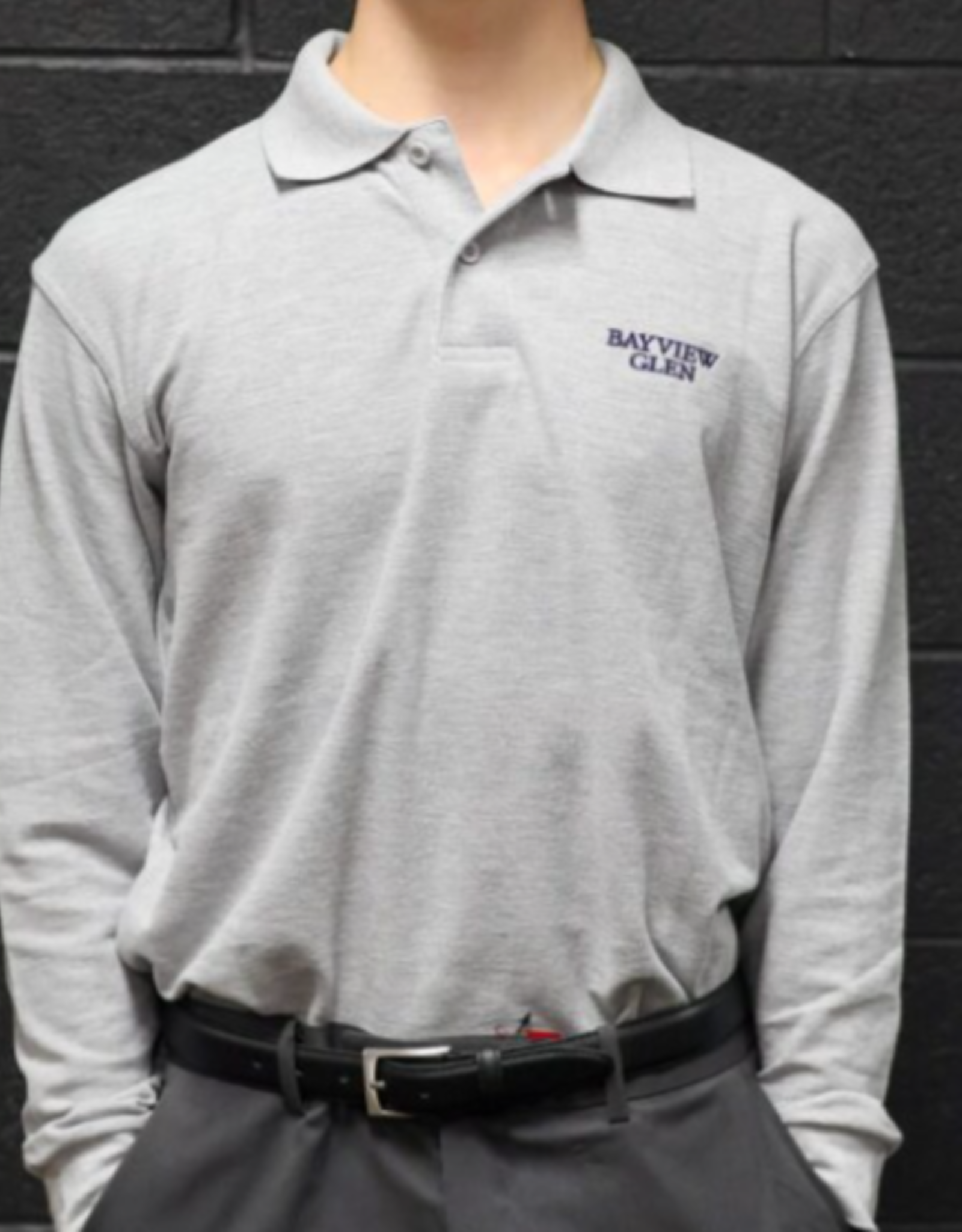 Grey Upper Long Sleeve Unfitted Golf Shirt- Youth