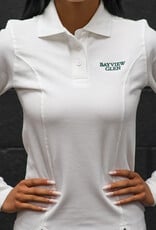 White Prep Long Sleeve Fitted Golf Shirts - Adult