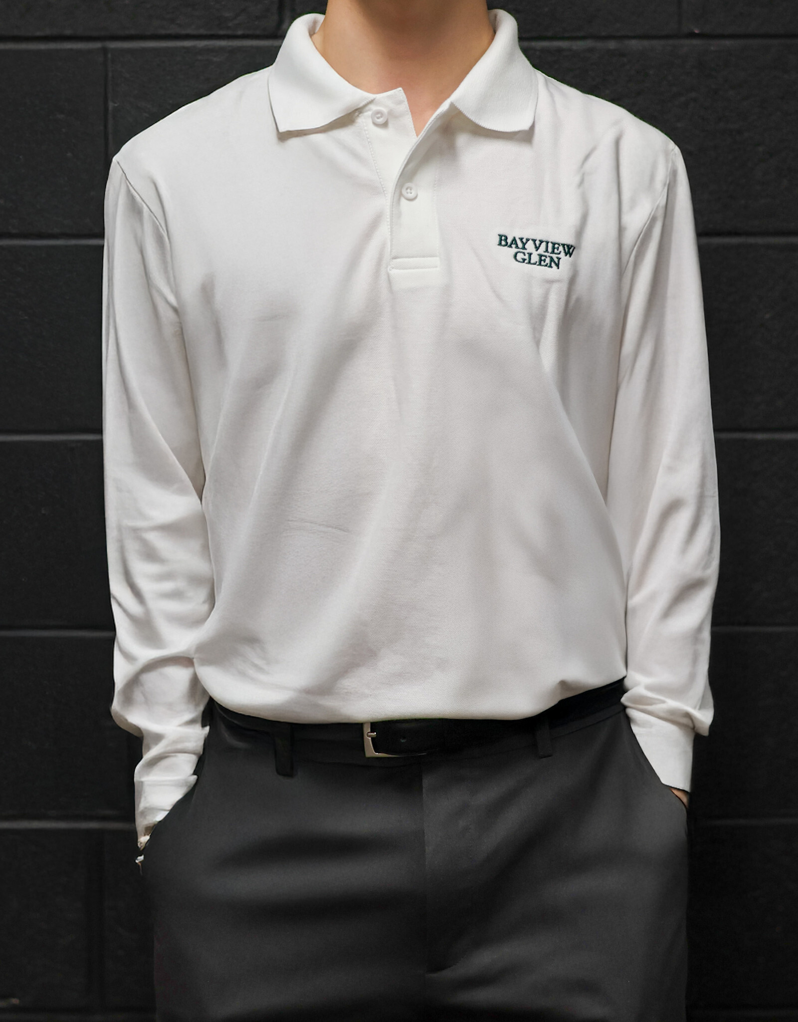 White Prep Long Sleeve Unfitted Golf Shirts - Adult