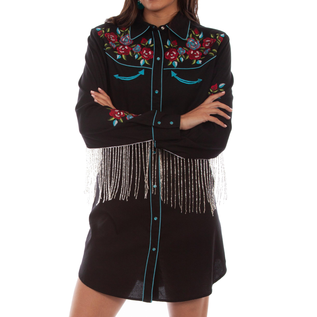 fringe shirt dress