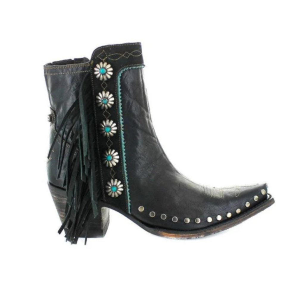 Double D Ranch Double D Ranch |  Apache Kid Fringed Ankle Boots | Black
