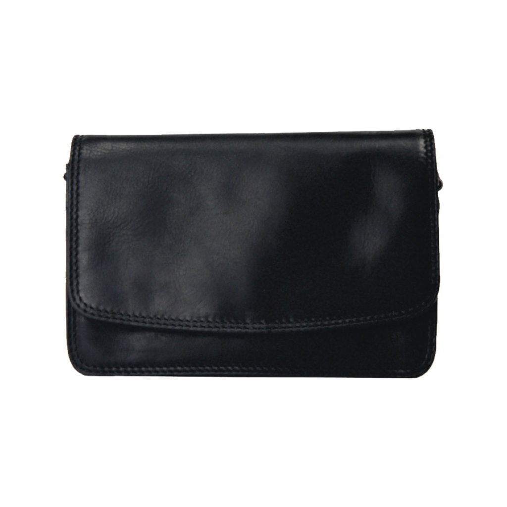black leather organizer purse