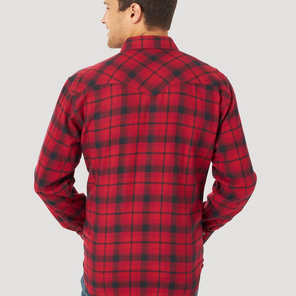 Retro Plaid Flannel Snap Shirt 