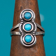 Peyote Bird Peyote Bird | Three Stone Sterling Silver Turquoise Column Ring | Size 7
