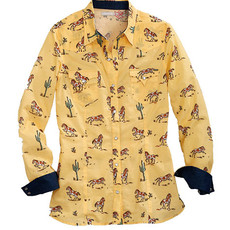 Tin Haul Tin Haul | Paint Pony Print Western Snap Shirt | Yellow