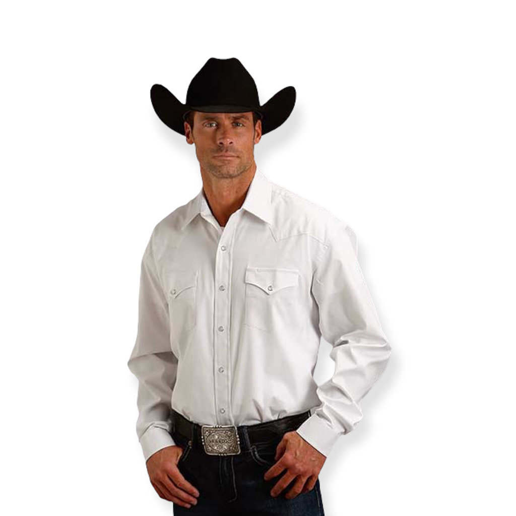 Stetson Stetson | Long Sleeve Pin Point Oxford Western Snap Shirt | White