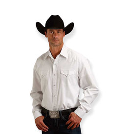 Stetson Long Sleeve Pin Point Oxford Western Snap Shirt | White