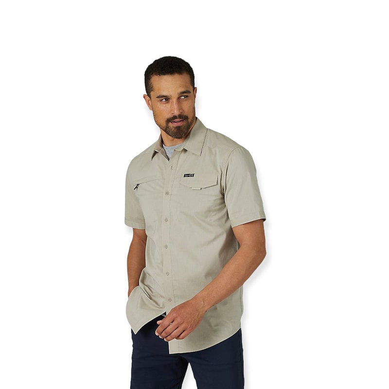 Wrangler ATG Asymmetric Zip Pocket Short Sleeve Shirt | Ermine
