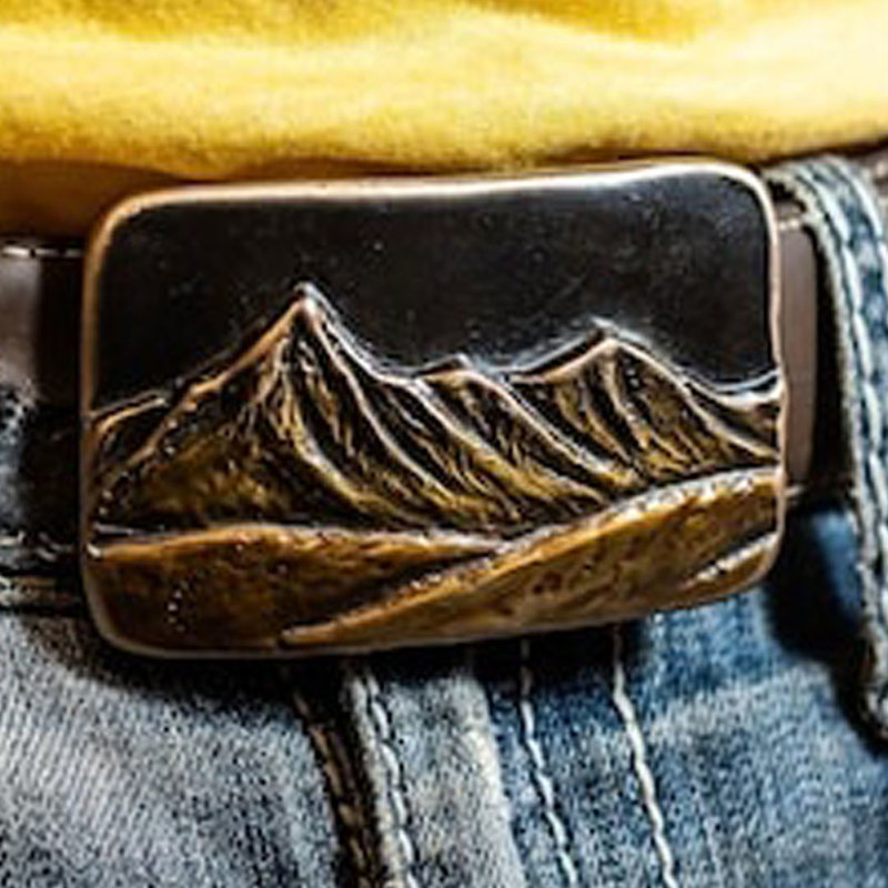 Waterhorse Bronze Designs Mountains Bronze Belt Buckle