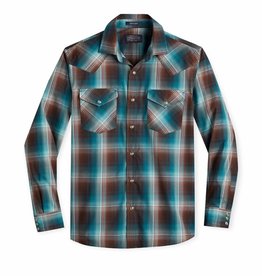 Pendleton Frontier Shirt - Long Sleeve | Brown/Teal Plaid