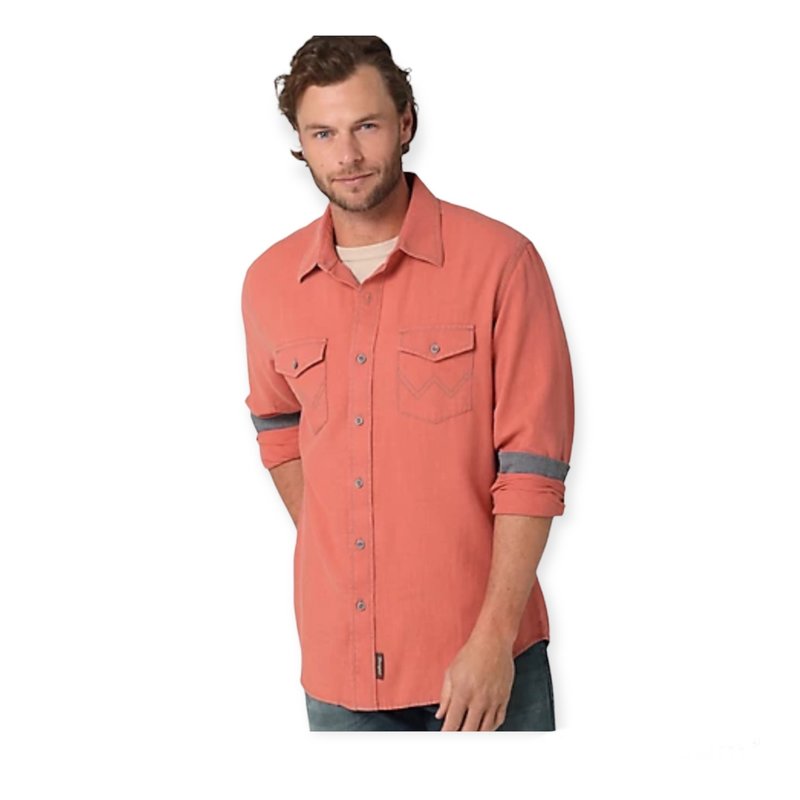Wrangler Retro® Premium Long Sleeve Button Down Shirt | Salmon