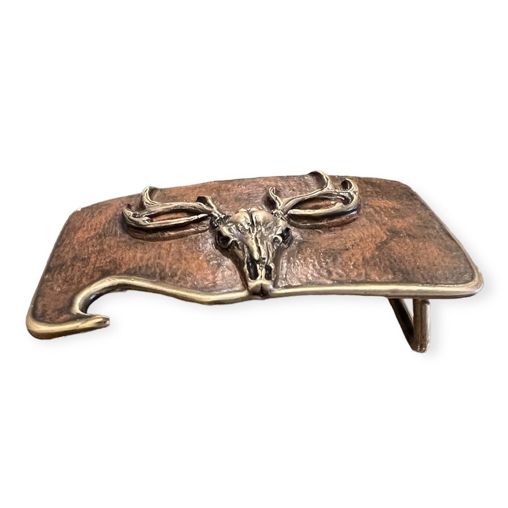Waterhorse Bronze Designs Waterhorse Bronze | Whitetail Skull Belt Buckle with Bottle Opener Bronze