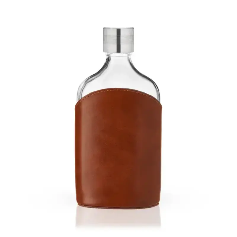 Viski Parker Leather Wrapped Glass Flask