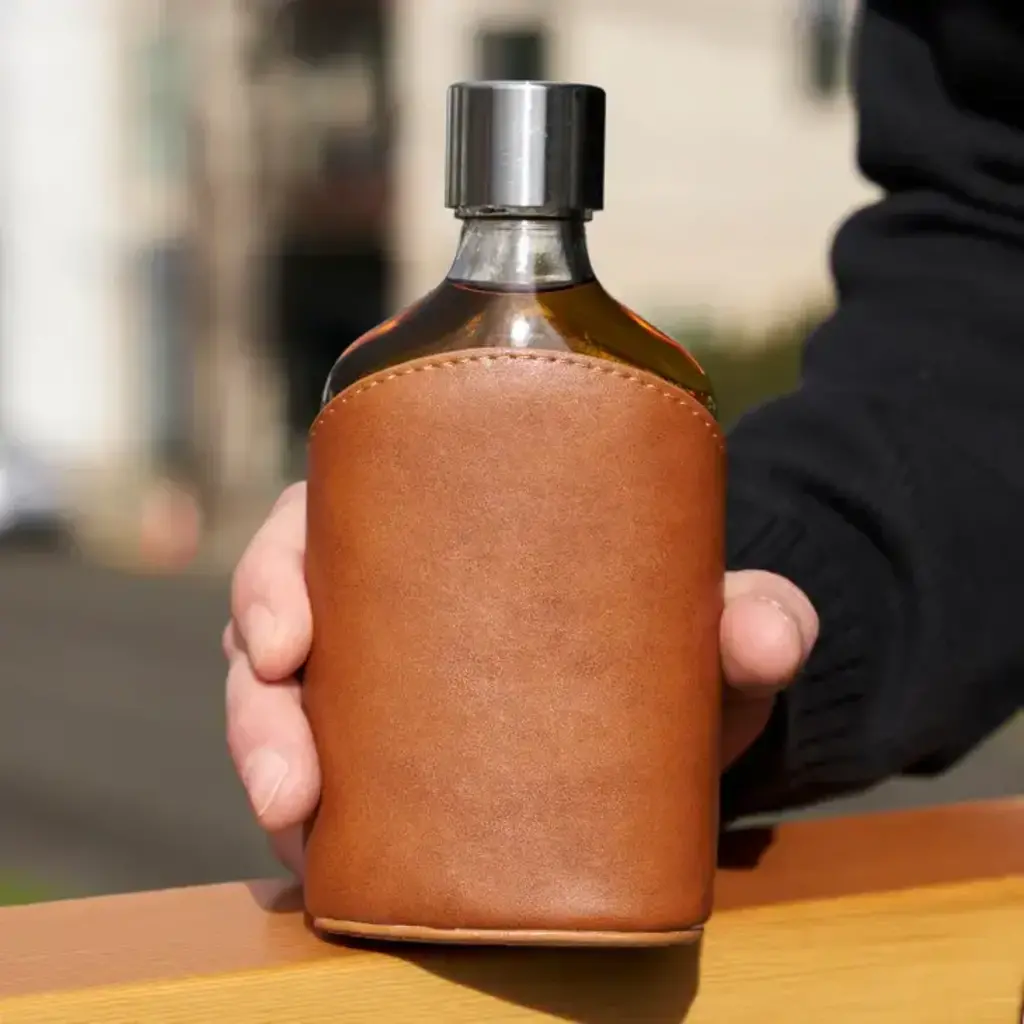 Viski | Parker Leather Wrapped Glass Flask | Head West | Bozeman, MT ...