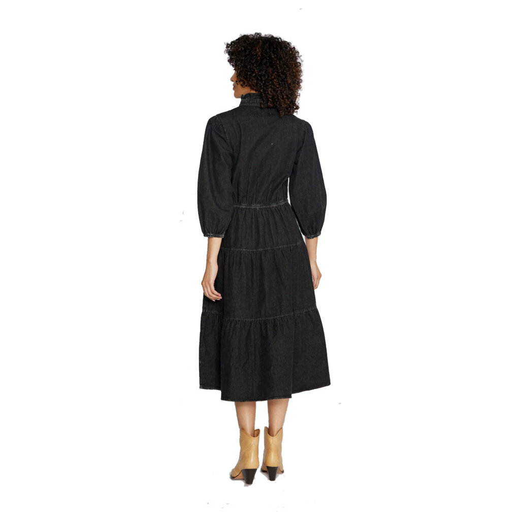 Driftwood | Tiered Midi Denim Dress | Black