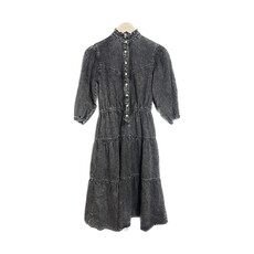Driftwood | Tiered Midi Denim Dress | Black