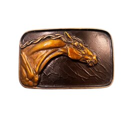 Waterhorse Bronze Designs Horse Bust Bronze Belt Buckle Black
