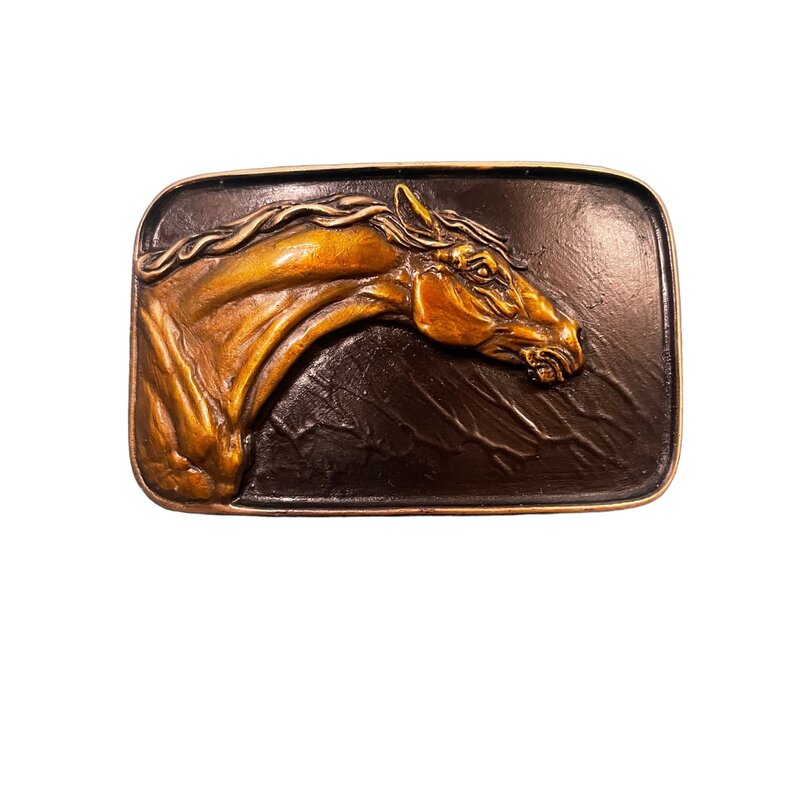 Waterhorse Bronze Designs Horse Bust Bronze Belt Buckle Black