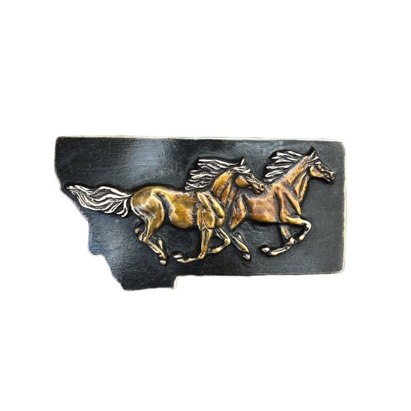 Waterhorse Bronze Designs Montana Running Horses Black