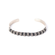 Southwestern Silver Vintage Stamped Bead Stud S/S Cuff Bracelet