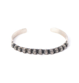 Southwestern Silver Vtg Stamped Bead Stud S/S Cuff Bracelet