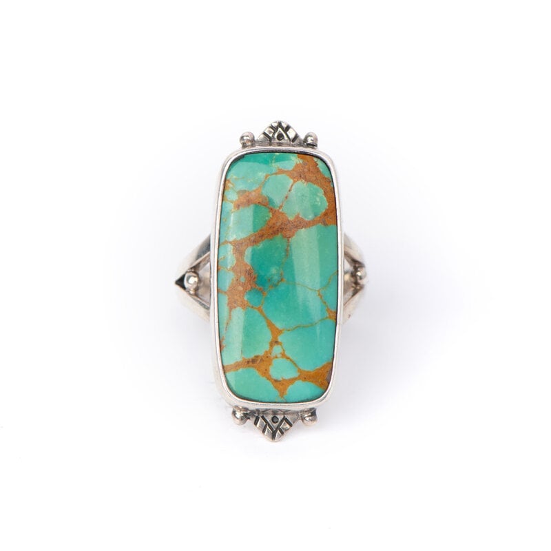 Peyote Bird Nomad Kingman Turquoise Rectangle Sterling Ring | Size 6 1/2
