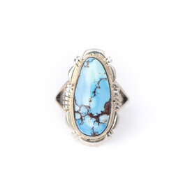 Blazing Fox Designs Golden Hills Turquoise Teardrop Sterling Ring | Size 6
