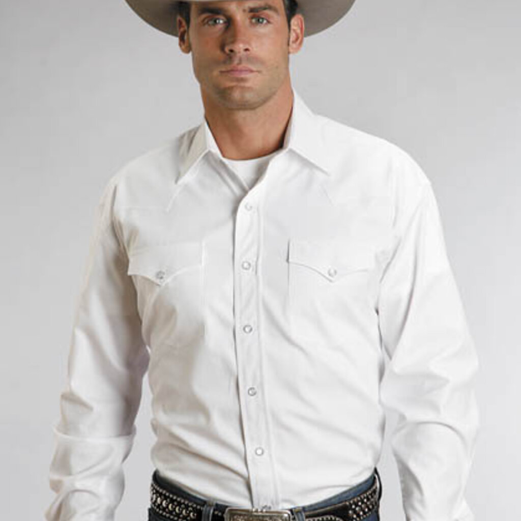 Stetson Stetson | Long Sleeve Pin Point Oxford Western Snap Shirt | White