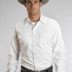 Stetson Stetson | Long Sleeve Pin Point Oxford Western Snap Shirt | White
