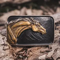 Waterhorse Bronze Designs Waterhorse Bronze | Horse Bust Bronze Belt Buckle Black