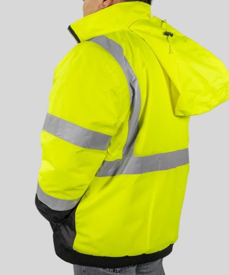 Goyoma - Black Hi Vis Mens Safety Jacket Reflective Bomber Jacket Coat ...