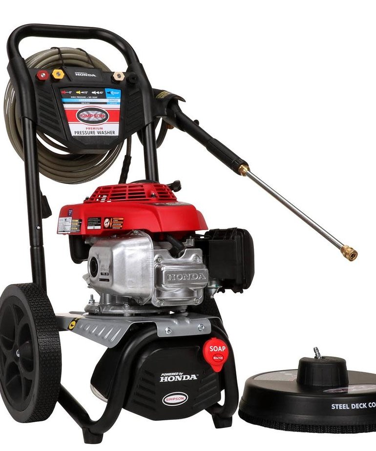 SIMPSON Simpson MegaShot 3000 PSI at 2.4 GPM HONDA GCV160 with OEM Technologies Axial Cam Pump Cold Water Premium Residential Gas Pressure Washer with 15 in. Surface Scrubber