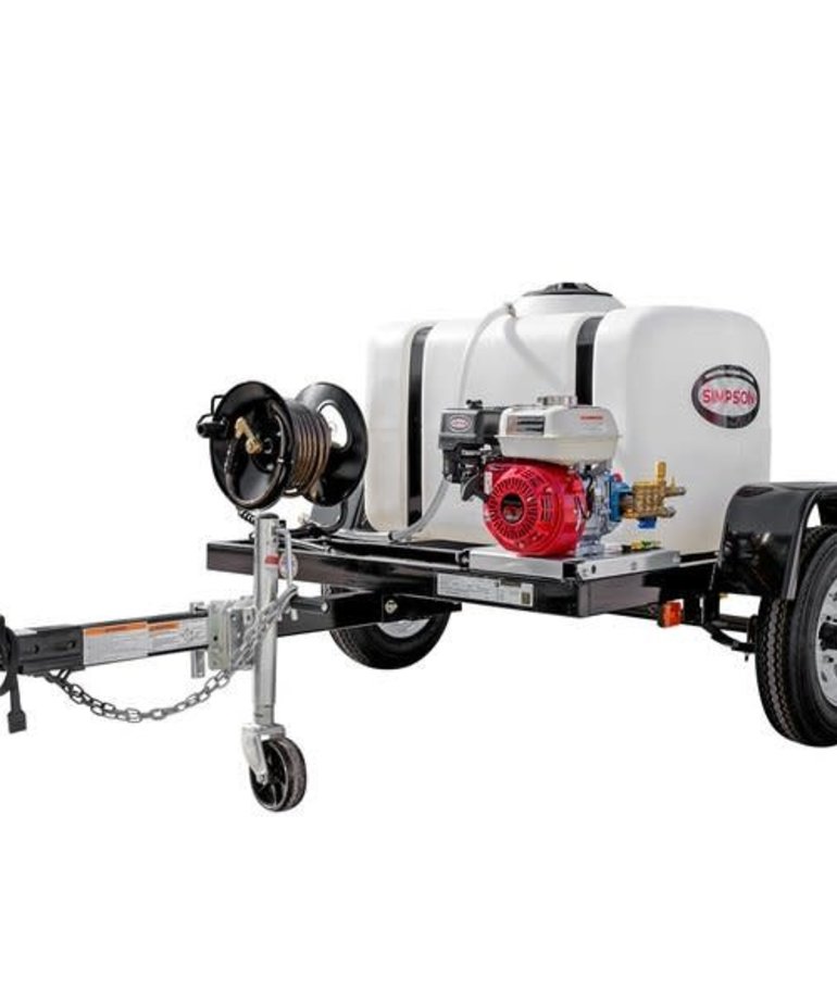 SIMPSON Simpson 3200 PSI at 2.8 GPM HONDA GX200 with CAT Triplex Plunger Pump Cold Water Professional Gas Pressure Washer Trailer
