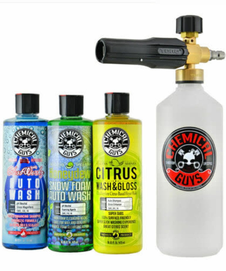 Chemical Guys Foam Cannon Torq HOL145 and 3 Premium Soaps 16oz - Stateside  Equipment Sales