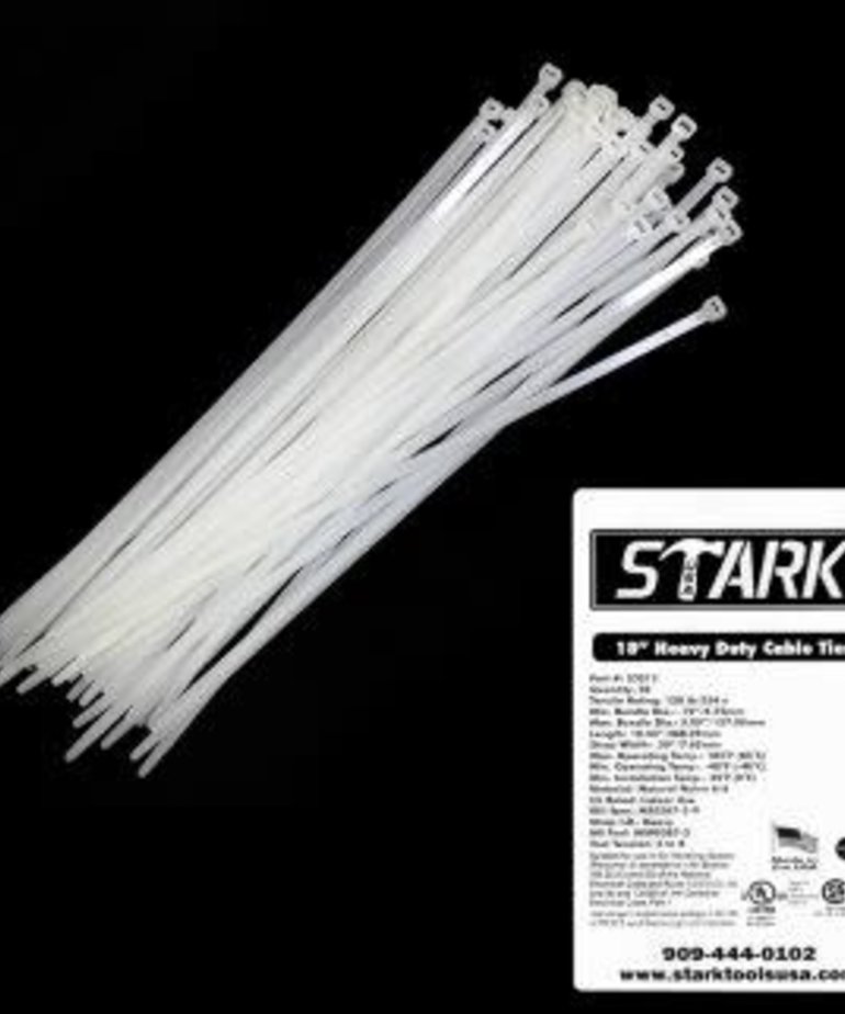 STARK Stark Cable Ties 18" Natural 50pc