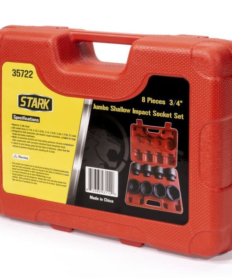 STARK Stark Shallow Impact Socket Set Jumbo 3/4" SAE 8pc