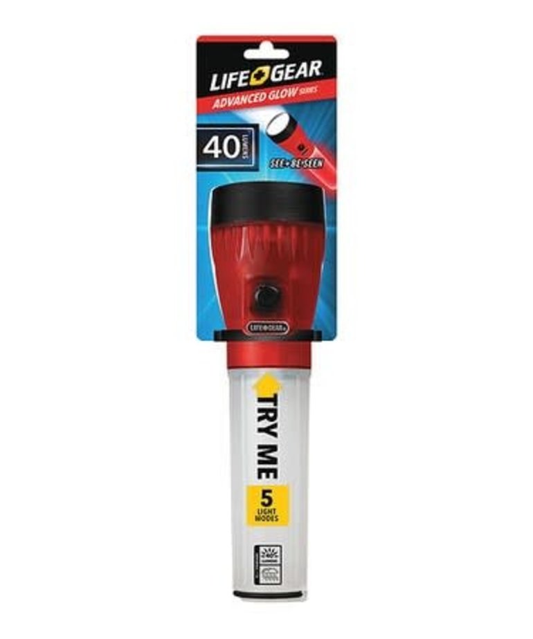 Life Gear  Glow  8 lumens Red  LED  Flashlight  AA Battery 